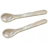 thumbnail of 2er-Set Eierlöffel Perlmutt (runde Enden, Länge 11 cm), Handarbeit, Naturprodukt, Ei- & Kaviarlöffel