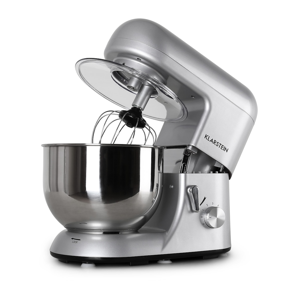 Klarstein Bella Küchenmaschine 1800 W / 2,7 PS 5 Ltr Edelstahl BPA-frei Silber-Metallic