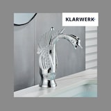 thumbnail of ADRIAN | Design Edelstahl Badarmatur  in Schwan Optik | Chrom glänzend luxuriöse Waschtischarmatur Hotel Gastronomie | Mischbatterie Bad 2 Anschlüsse