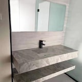 thumbnail of Badezimmer Waschbecken Set LED-Spiegel, Ablageplatte BG120 Grau 120x55cm