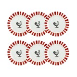 thumbnail of Novastyl - Lot 6 assiettes plates cocorico 26.5cm en porcelain rouge et blanc