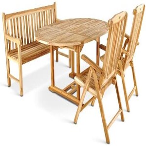SAM Gartenmöbel Set 4tlg mit Bank Teak Gartentisch ausziehbar 120-170 cm BORNEO/ARUBA