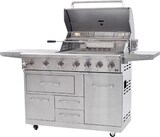 thumbnail of METRO Professional Barbecue a gas 4 bruciatori, ripiani laterali, con ruote, 182 x 66 x 125 cm, acciaio inox, argento