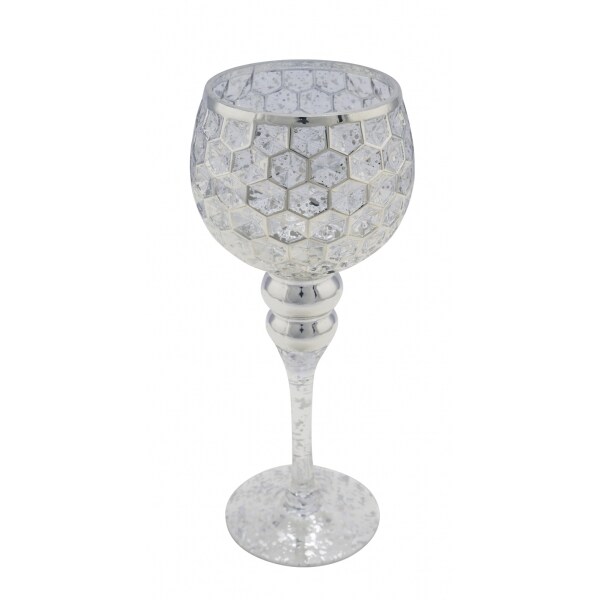 NEU Glaskelch, silber, handgefertigt, mundgeblasen, ∅ 13 cm / Höhe: 30 cm, "Germany", handgefertigt