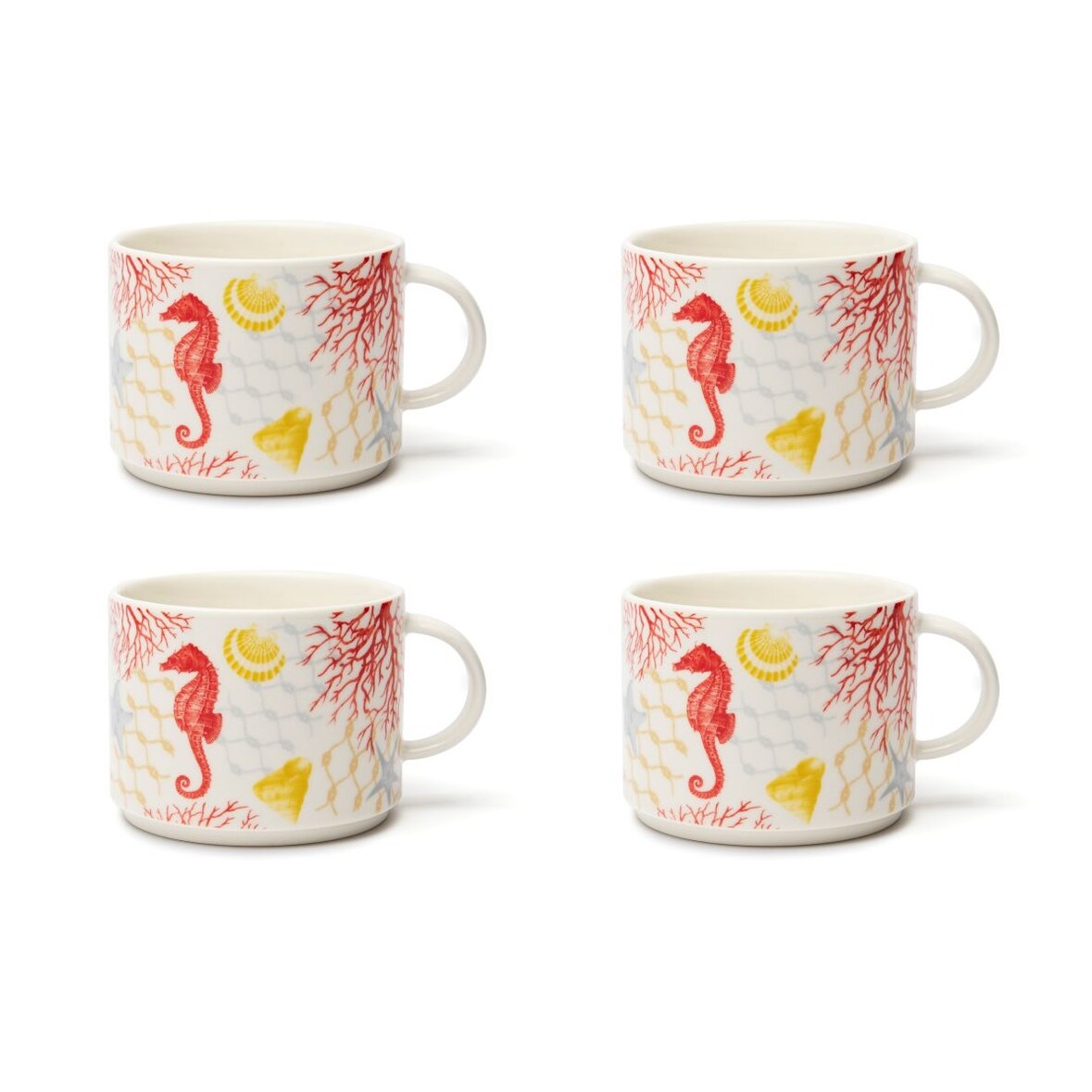 Excelsa lot de 4 tasses jumbo Coral porcelaine 50 cl multicolore