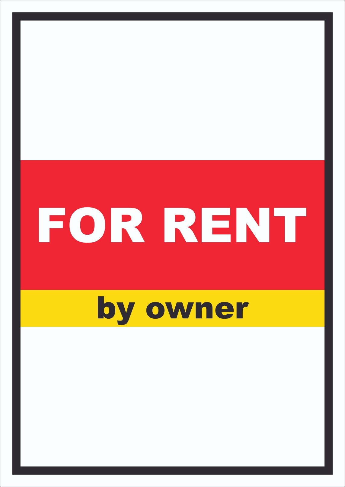 For Rent by owner Schild mit Text Verkaufsschild hochkant A5 Rückseite selbstklebend