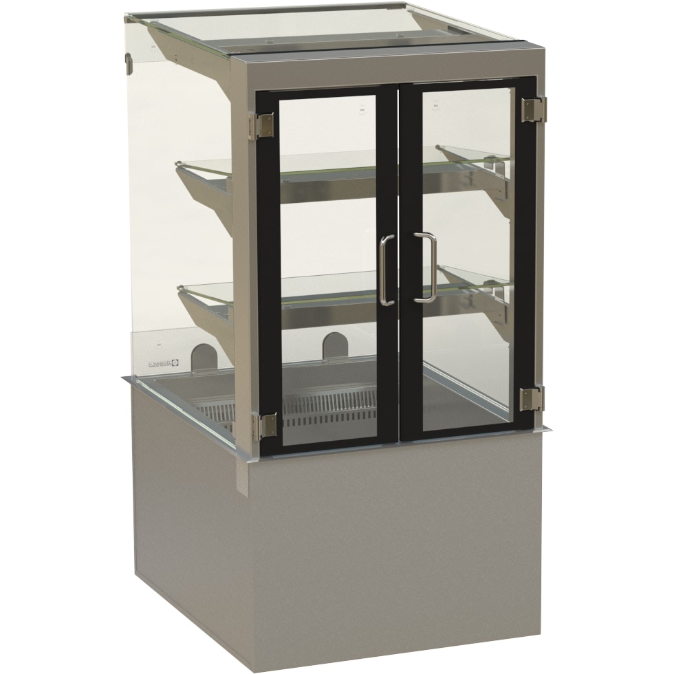 Showcase "Göteborg" eckig, SBO, für 1,5xGN1/1, 3 Auslagen  150mm Tiefe, 597x710/400x710mm (BxHxT)  für Zentralkühlung