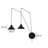 thumbnail of Sospensione Minimal 2 Luci Fujin In Acciao Nero E Paralume A Cono