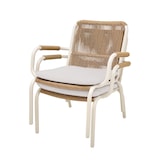 thumbnail of METRO PROFESSIONAL Conjunto de sofás para exterior Rivaria, 4 pçs, alumínio/rotim PE, design de corda, 1 sofá, 2 poltronas, 1 mesa de centro, marfim