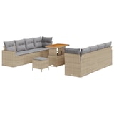 thumbnail of vidaXL 11-teiliges Gartensofa-Set mit Kissen in Beige aus Poly-Rattan und Akazie