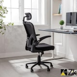 thumbnail of EN 1335-zertifizierter Bürostuhl – ergonomischer, verstellbarer Drehstuhl mit Kopfstütze und Armlehnen - Schwarz