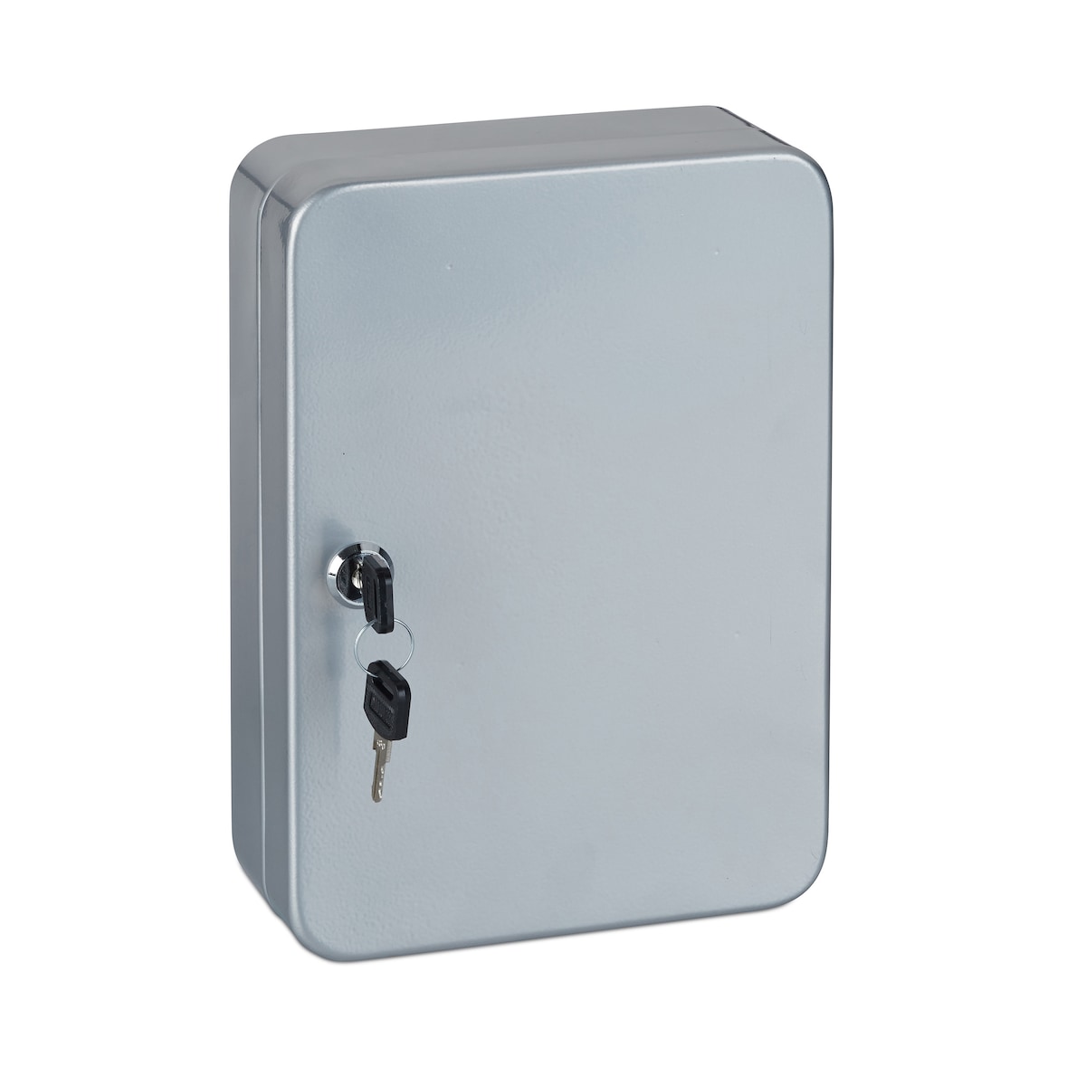 Relaxdays Schlüsselkasten Metall, abschließbar, 48 Haken, Schlüsselschrank inkl. Schlüsselanhänger, 25x18x7,5cm, grau