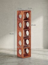 thumbnail of Weinregal MUMBAI Massiv-Holz Sheesham Flaschen-Regal Wandmontage für 5 Flaschen Holzregal modern mit Ablage 70