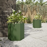 thumbnail of vidaXL Garten-Pflanzgefäße 2 Stk.Olivgrün Sechseckig 46x40x45 cm Stahl