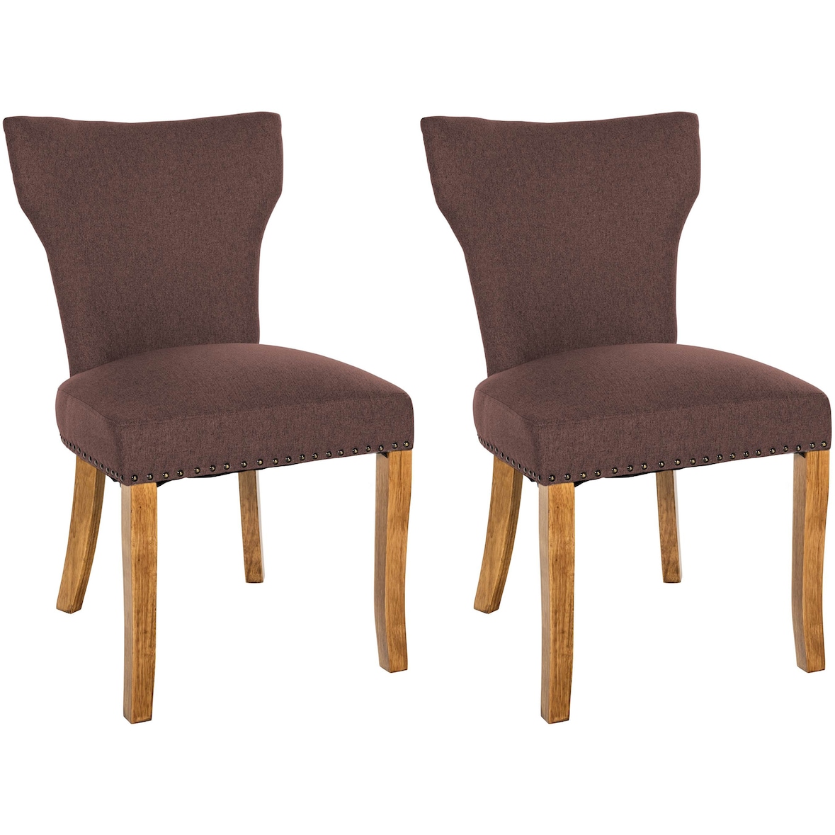 CHEFGASTRO 2er Set Esszimmerstuhl LOUISVILLE Stoff antik-hell HxBxT 90x52x59cm Stoff Braun Küchenstuhl