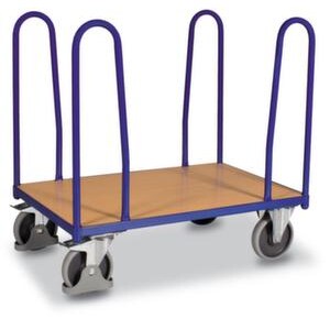 Seitenbügelwagen, Tragl. 500kg, Ladefl. LxB 1260x760mm, Holzplatte, 4 Bügel