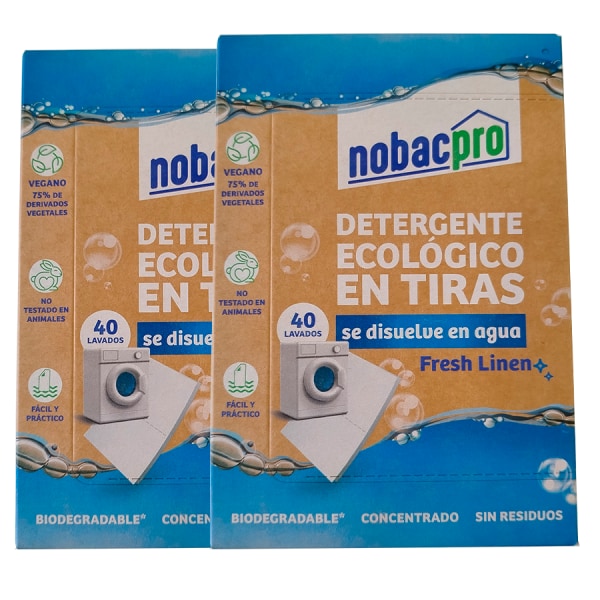 Detergente ecológico y vegano en tiras para la ropa. Pack 80 lavados