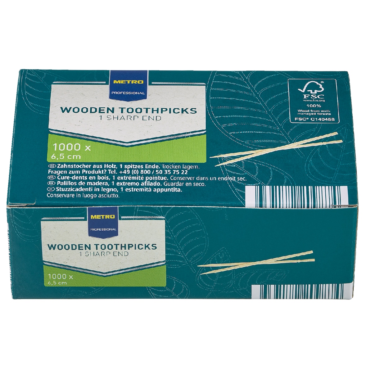 METRO PROFESSIONAL Tandenstokers, hout, 6.5 cm, 1000 stuks