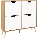 thumbnail of HOMCOM mueble zapatero con 4 cajones abatibles y estantes ajustables armario de zapatos de pasillo para 16 pares de zapatos 95x26x95 cm natural