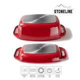 thumbnail of STONELINE® XXL Bräter 43 x 26 cm mit Deckel, Induktion und backofengeeignet, Antihaftbeschichtung, rot