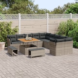 thumbnail of vidaXL 13-teiliges Garten-Sofa-Set mit Kissen Grau Poly Rattan Akazie