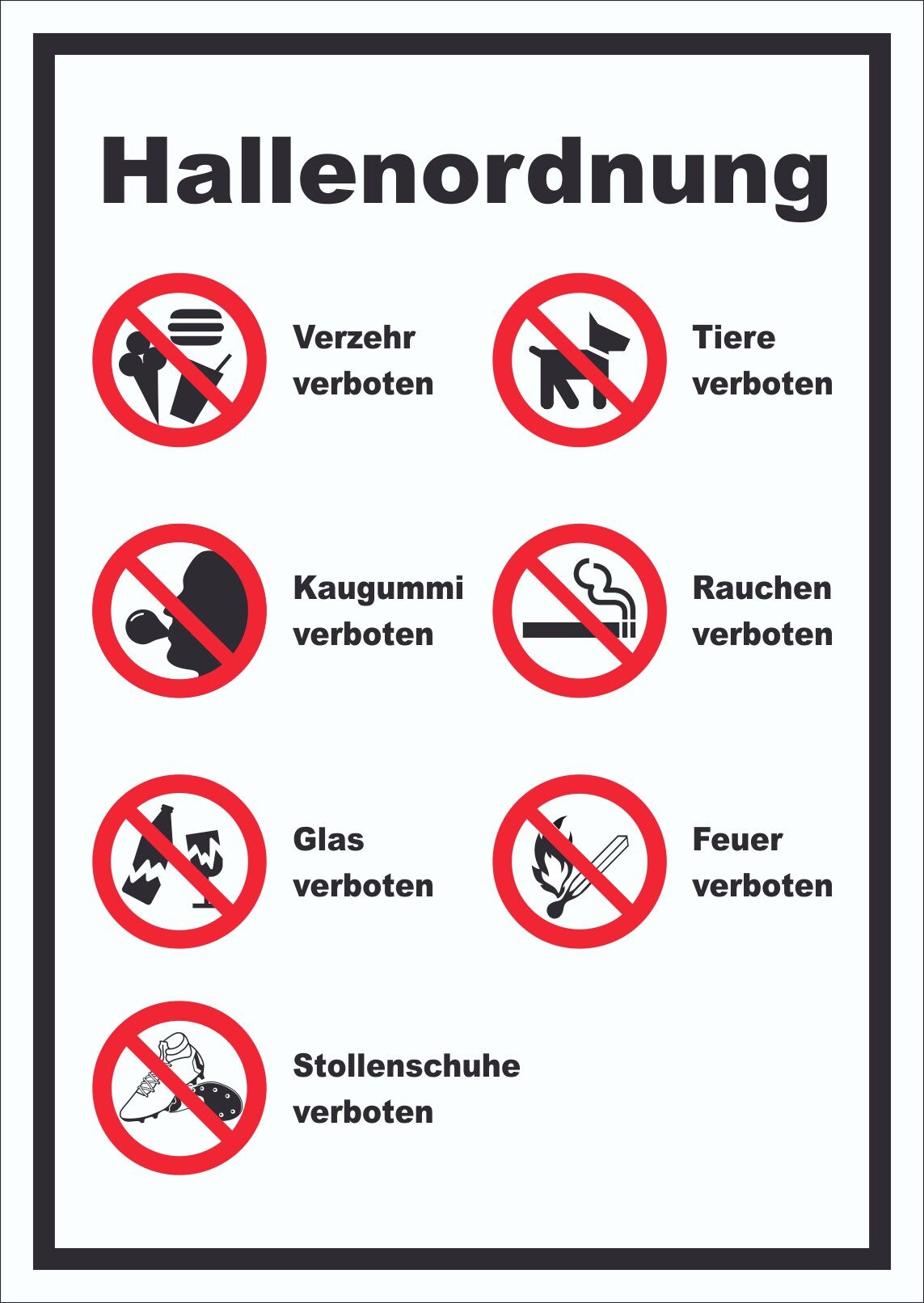 Schild Hallenordnung hochkant A1 (594x841mm)