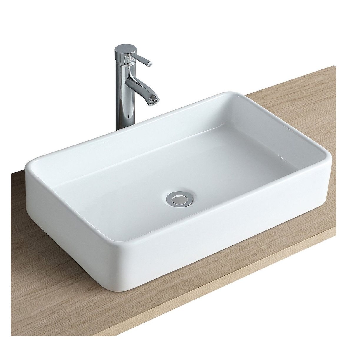 Vasque rectangulaire à poser en céramique blanche 60 x 37 cm SADDY