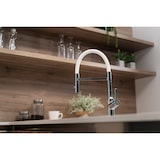 thumbnail of Wasserhahn Küchenarmatur Spültischmischer BOD, Verchromt, mit 360° schwenkbarem Weiss Auslauf und abnehmbare 2 strahl Handbrause