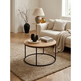 thumbnail of Couchtisch 70x70x45 cm Sofatisch Holz / Metall Wohnzimmertisch Eiche, Design Stubentisch Modern Rund, Holztisch Kaffeetisch, Tisch