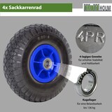 thumbnail of 4x Sackkarrenrad Luftrad 260x85 mm 3.00-4 60 mm versetze Nabe Ø 20 mm blau robustes 4 PR Gewebe
