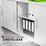 thumbnail of bümö Schiebetürenschrank 3OH - Aktenschrank abschließbar, Sideboard Schrank mit Schiebetüren in Nussbaum, Bogengriff - Büroschrank aus Holz mit