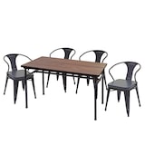 thumbnail of Eetkamerset HWC-H10, 4x eetkamerstoel Eetkamertafel, iepenhout FSC Industriële gastronomie ~ grijs