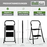 thumbnail of Trittleiter 2 Stufen klappbar TÜV/GS 150 kg Anti-Rutsch Haushaltsleiter Klapptritt Leiter in schwarz