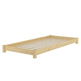 thumbnail of Niederflurbett Futonbett Einzelbett Bodenbett 90x200 Kiefer massiv wählbares Zubehör V-60.51-09 Rollrost und Matratze inkl.