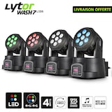 thumbnail of Pack de 4 Lyres à LEDs 4en1 Rouge/Vert/Bleu/Blanc DMX 7x4W LytOr Wash7 WASH7-X4
