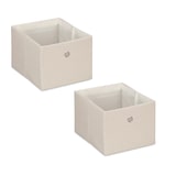 thumbnail of Relaxdays Aufbewahrungsbox, kleine Ordnungsbox aus Stoff, 2er-Set, HBT: 16 x 20,5 x 25 cm, faltbarer Regalkorb, Beige