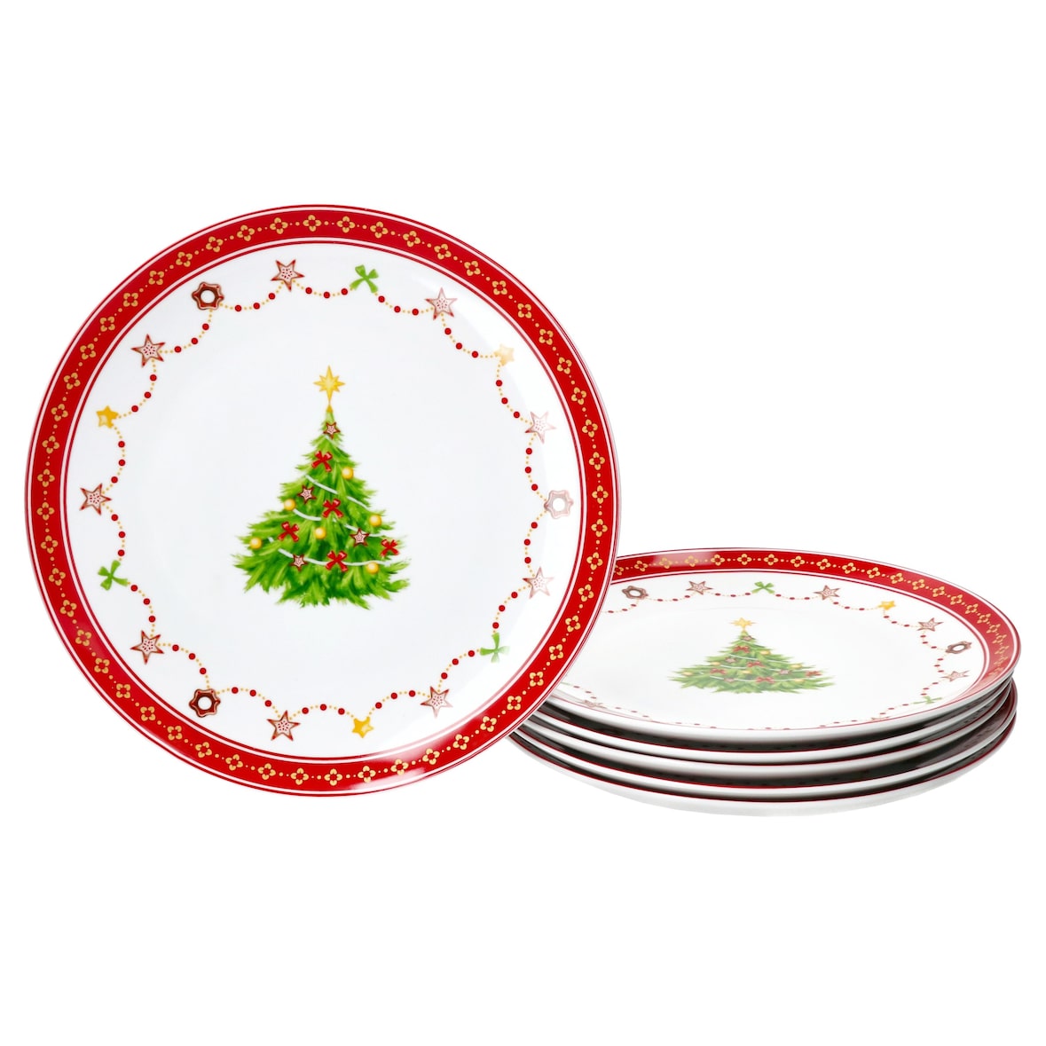 6er Set Weihnachtstraum Gebäckteller Ø 26,8 cm aus Porzellan
