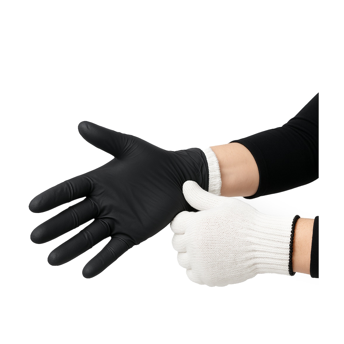 Lot 50 Gants en Nitrile Jetable + 1 Paire Gants Anti chaleur Protection Coton Réutilisable BBQ PIT BOSS