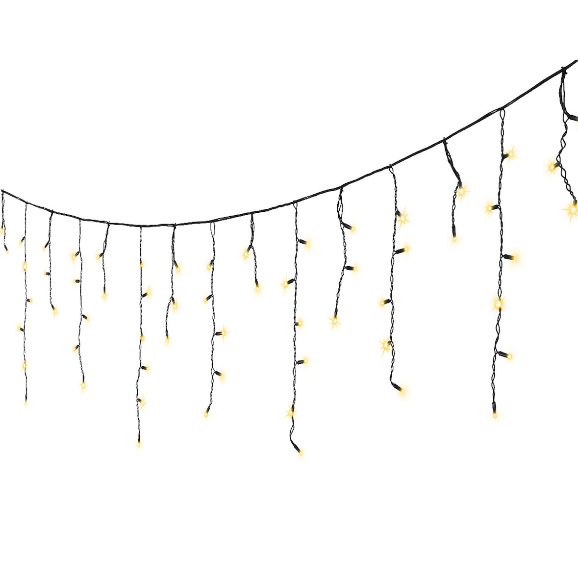LED Lichtervorhang Eisregen Lichterkette Icicle 490 bernstein LED 20m Außen