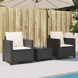 thumbnail of vidaXL 3-delige Bistroset met kussens poly rattan zwart