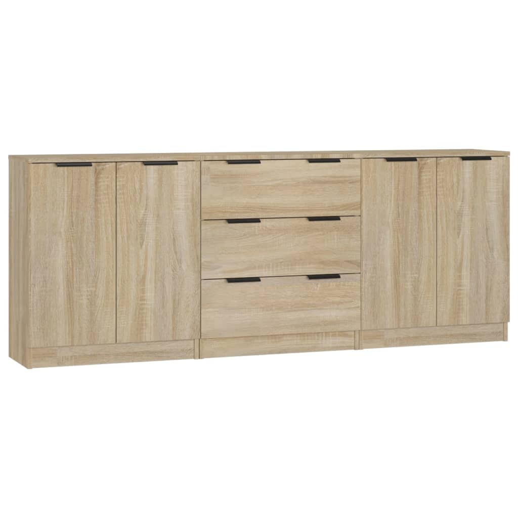 Helloshop26 - Buffet Sideboard Kommode Kleiderschrank Aufbewahrungsmöbel Organizer für Küche Wohnzimmer Lounge 3-teilig Sonoma 02_0037108