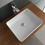 thumbnail of Alpenberger Design Aufsatzwaschbecken mit Nanobeschichtung | Keramik Waschbecken für Bad & Gäste-WC | Waschtisch Weiß mit Hahnloch | Modernes Becken