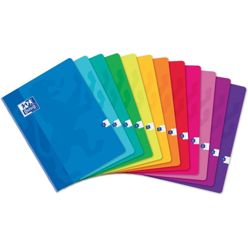 OXFORD Cahier Color Life piqûre 96 pages grands carreaux Seyès grand format 24x32cm. Couverture carte