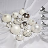 thumbnail of Christbaumkugel Weihnachtskugel Glas glänzend matt glitzernd silber weiß 12 St.