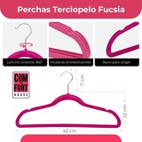 thumbnail of Percha Terciopelo Color Rosa, Perchas de Ropa Pack de 20 Und con Superficie Antideslizante y Gancho Cromado Giratorio a 360º