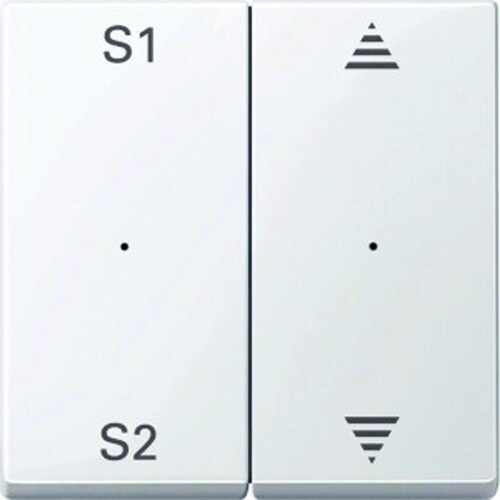System M Wippe zweiteilig, Jalousie, aktivweiß, glänzend, Symbol Pfeile, Kontrollfenster/Lichtauslass