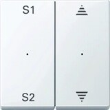 thumbnail of System M Wippe zweiteilig, Jalousie, aktivweiß, glänzend, Symbol Pfeile, Kontrollfenster/Lichtauslass