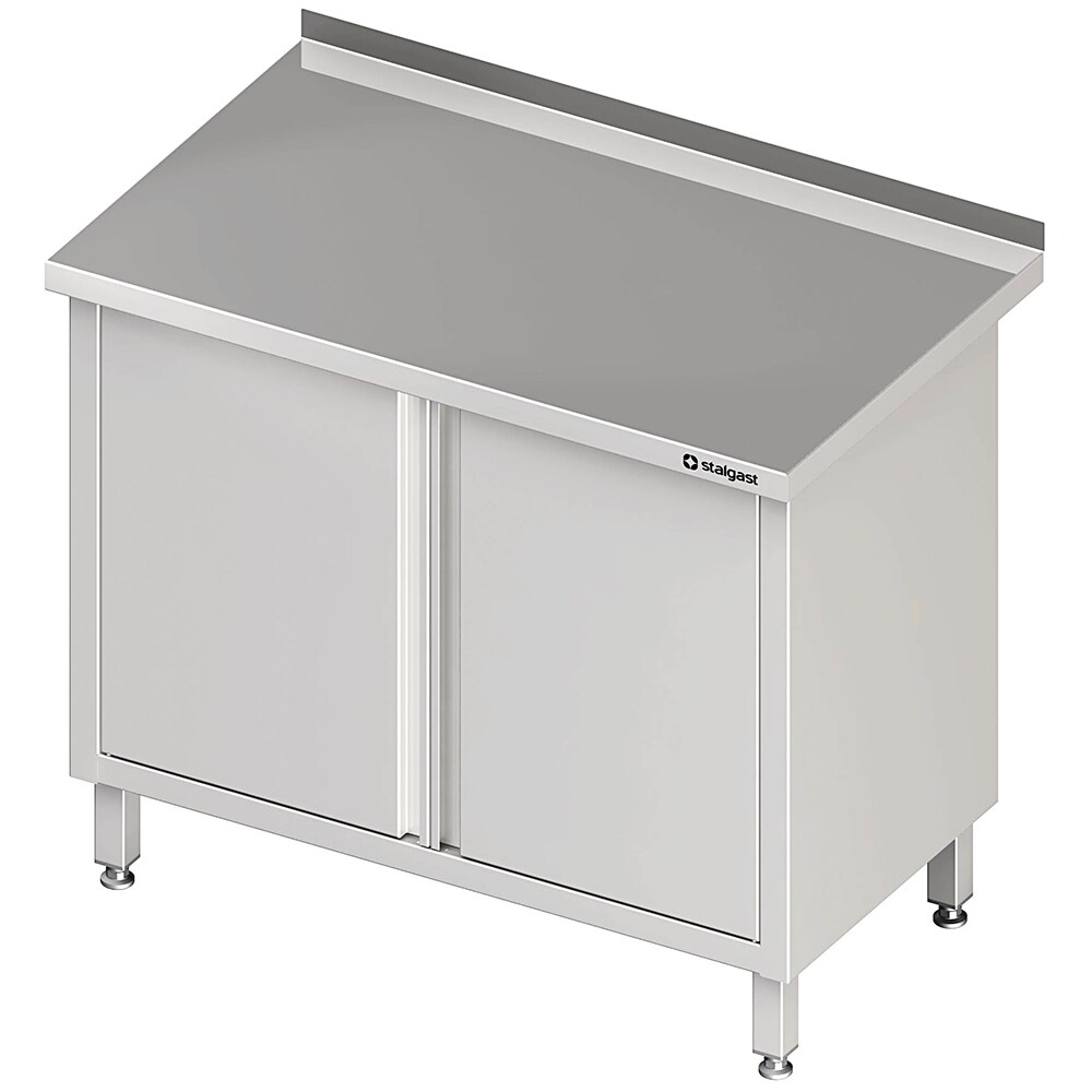 Stalgast Edelstahl Arbeitsschrank mit Flügeltüren, 800x600x850 mm, mit Aufkantung, verschweißt