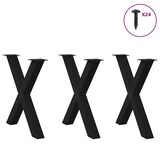 thumbnail of vidaXL Esstischbeine X-Form 3 Stk. Schwarz 80x(72-73) cm Stahl