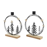 thumbnail of 1 Kerzenhalter Metall 20cm - Kerzenständer mit Waldmotiv Deko Aufsteller Weihnachten Tischdeko Stabkerzenhalter Spitzkerzenhalter Winterdeko Schwarz